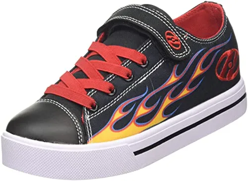 Heelys Unisex Talon Heel Schuh – Schwarz, Gelb, Rot, Flamme, 34 EU - Stylischer Heelys Schuh mit gepolsterter Zunge und Kragen für hohen Komfort. Robuste Gummisohle mit abriebfestem Bremsbelag, ideal für den Alltag und Freizeitaktivitäten.