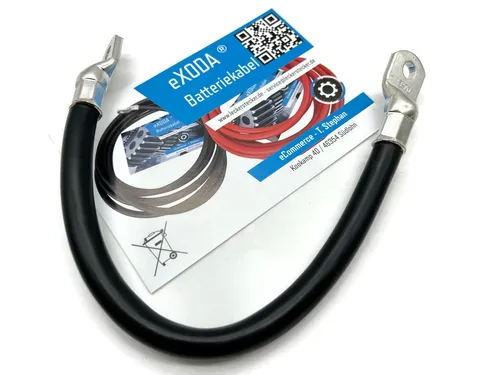 eXODA 70 mm² M8 Batteriekabel, Schwarz, 30 cm - Hochwertiges 70 mm² Batteriekabel für effiziente Stromübertragung bis 18816 Watt, ideal für Autos und Boote. Hergestellt in Deutschland mit 99% Kupferanteil für maximale Leistung.