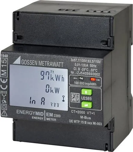 Gossen Metrawatt U2389-V021 Drehstromzähler - Digitaler Drehstromzähler für 4-Leiter-Netze, MID-konform und ideal für präzise Netzüberwachung mit Anzeige von bis zu 33 Messgrößen.