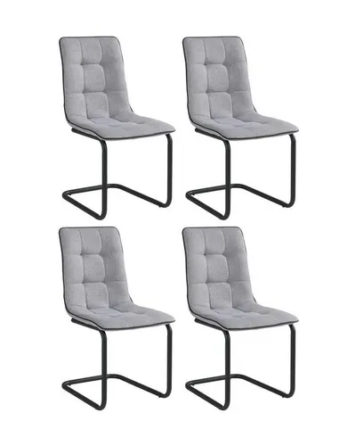 Home4You Freischwinger Schwingstuhl 4er Set, Hellgrau - Elegantes 4er Set Freischwinger mit robustem Metallgestell und strapazierfähigem Webstoff für hohen Sitzkomfort und Langlebigkeit. Ideal für stilvolle Wohnräume.