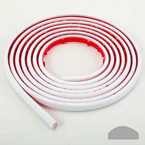 Gaahing Flexible Zierleiste Selbstklebend, Weiß Deckenleisten für Boden, Aufkantung, Fliesenkante und Eckendekor, Schälen und aufkleben, 5m x 12.7mm