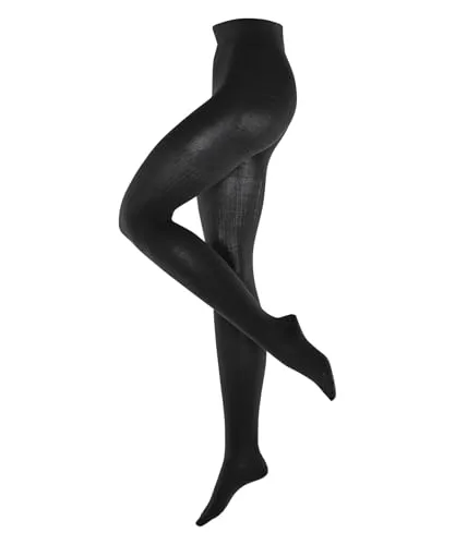 Burlington Damen Strumpfhose Rib Couture W Ti Wolle, Schwarz 3000 - Blickdichte, gerippte Strumpfhose aus wärmender Merinowolle, atmungsaktiv und komfortabel für Business und Alltag, mit langlebigen Verstärkungen und feuchtigkeitsregulierenden Eigenschaften.