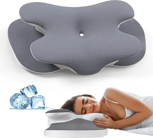 A-Pce Memory Foam-Kissen für Alle Schläfer – Ergonomisches Kopfkissen mit Abnehmbarem Bezug, Grau
