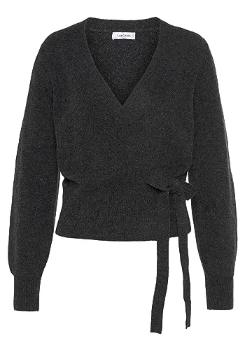Wickelstrickjacke LASCANA, Damen, Gr. 40/42, grau von LASCANA 