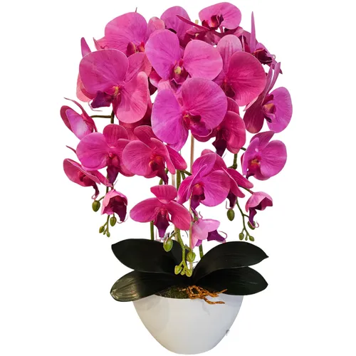 Damich 3pgz Künstliche Orchidee Rosa - Seiden- & Kunstblumen: Lebendig wirkende Orchidee in eleganter Vase, ideal für stilvolle Innendekoration und als Geschenk für jeden Anlass.
