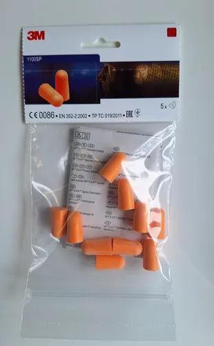 3M Gehörschutzstöpsel 1100SP, 5 Paar - Optimaler Tragekomfort - Ohrenmedikation: Weiche, antiallergische Einweg-Gehörstöpsel mit SNR 37 dB für effektiven Lärmschutz und perfekten Sitz im Gehörgang.