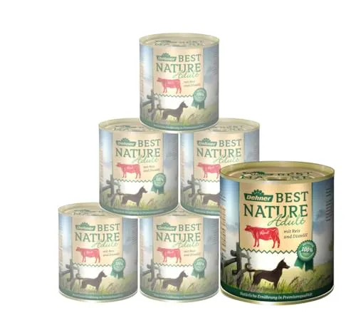 Dehner Best Nature Hundefutter - Getreidefreies Nassfutter für ausgewachsene Hunde - Premium Nassfutter in 6er Set, 100% natürliche Zutaten, schonend gegart für optimale Nährstofferhaltung, ohne künstliche Zusätze, ideal für gesunde Ernährung Ihres Hundes.