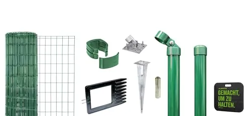 Alberts 695682 Fix-Clip Pro Zaun-Komplettset - Maschendrahtzaun-Komplettset mit Einschlagbodenhülse, wahlweise in verschiedenen Farben. Ideal für Sicherheit und Dekoration im Außenbereich.
