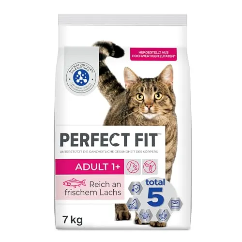 7kg Perfect Fit Katzenfutter Trockenfutter Adult Active 1+ mit Lachs - Trockenfutter für aktive Katzen, reich an Lachs für gesunde Ernährung und optimale Vitalität.