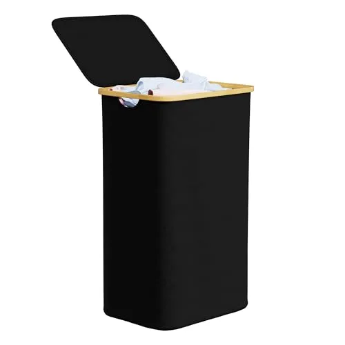 SpaceAid Wäschekorb mit Deckel in schwarz von SpaceAid