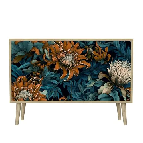 HEALANCY Komodenschrank - Kommode mit 2 Türen- Flurkommode- Schrank - Highboard - Kleiderschrank Möbel - Wohnzimmer Schlafzimmer Esszimmer Flur - Sideboard- Riva-Eiche