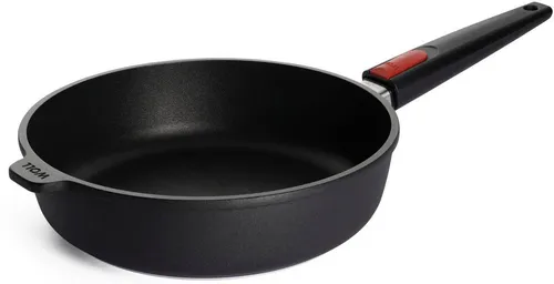 Woll Nowo Titanium Hochrandpfanne 26 cm - Abnehmbarer Stiel - Hochwertige Pfanne mit herausragender Antihaftversiegelung für fettfreies Kochen. Ideal für Schmorgerichte und einfach zu verstauen dank abnehmbarem Stiel. Made in Germany, geeignet für Ceran, Gas und Elektro.