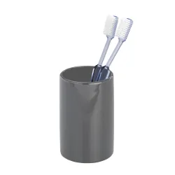 Wenko-Wenselaar GmbH & Co. KG WENKO Polaris Zahnputzbecher, Dekorativer Mundpflegebehälter aus hochwertiger Keramik, Farbe: grau 20386100