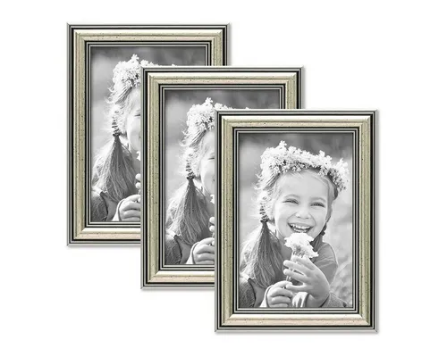 PHOTOLINI Bilderrahmen 3er Set Kunststoff-Rahmen im eleganten Barock-Stil