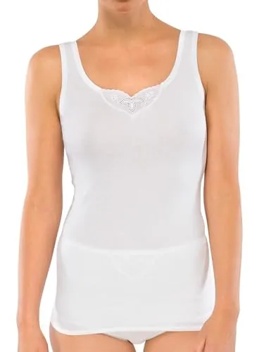 Schiesser Damen Unterhemd Trägertop, 2er Pack, Gr. 46, Weiß (Weiss 100)