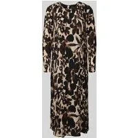 Betty Barclay Damen Plisseekleid Langarm - Elegantes Midi-Kleid aus 100% Polyester mit fließendem Fall, ideal für Freizeit und Reisen. Das modische Allover-Muster und die Knopfschlinge am Rücken sorgen für einen stilvollen Auftritt.