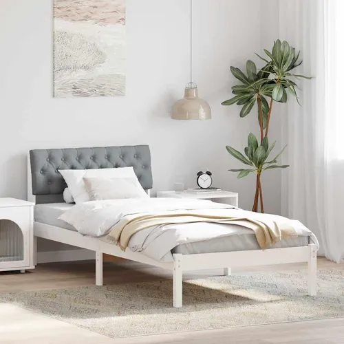 Maison Exclusive Bettgestell Weiß und Hellgrau 90 x 200 cm aus massivem Kiefer