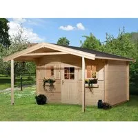 Weka Holz-Gartenhaus Satteldach 450 cm x 514 cm - Geräumig und Robust - Holz-Gartenhaus mit 19 m² Grundfläche, ideal für Geräte und Möbel. Robuste Konstruktion mit 45 mm Wandstärke und einfache Montage durch Steck-Schraubsystem.