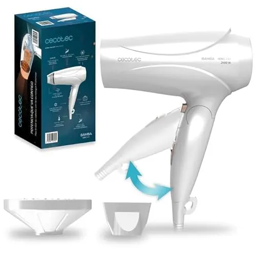 Cecotec Ionicare Travelwhite Haartrockner, 2400 W, kompakt und faltbar, Pro Ionizer-Funktion, leistungsstarker Luftstrom und Turbo/Mittel-Einstellung, Temperatur für perfektes Haar, Haircare