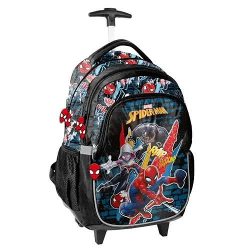 PASO Handgepäck-Trolley Kinder Trolley 48x30x20 cm - Spider-Man - Handgepäck-Koffer für Kinder mit Spider-Man Motiv, ergonomisch, viel Stauraum und Rucksackfunktion für flexiblen Einsatz beim Reisen, in der Schule oder beim Sport.