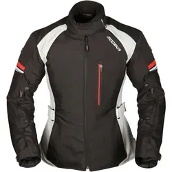 Modeka Violetta Lady Motorradjacke - Damen Textiljacke schwarz/hellgrau - Moderne Motorradjacke für Damen, atmungsaktiv und winddicht, ideal für stilbewusste Bikerinnen. Größe 40, casual und sportlich geschnitten.