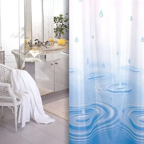 Hayrets Textil DUSCHVORHANG Tropfen 180 x 200 cm INKL Ringe 180x200