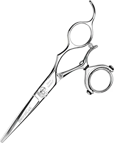 Olivia Garden SwivelCut Haarschneideschere 5,75' - Haarschneider mit doppelrotierendem Daumenauge für ergonomisches Schneiden, beugt Verspannungen vor und ermöglicht komfortables Arbeiten.