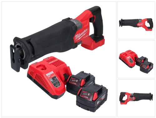 Milwaukee M18 FSZ-502 Akku Recipro Säbelsäge 18 V - Akku-Säbelsäge mit 2x 5,0 Ah Lithium-Ionen-Akkus, bürstenlosem Motor und vielseitig einsetzbar für Holz, Kunststoff und Metall – ideal für Profis.