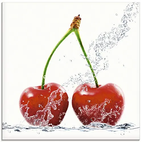 ARTland Wanddeko Glasbilder - Quadratisches Obstmotiv mit Kirschen - Poster & Kunstdrucke: Hochwertiges Glasbild mit UV-beständigem Druck, ideal für jede Wand und sofort montierbar, Made in Germany.