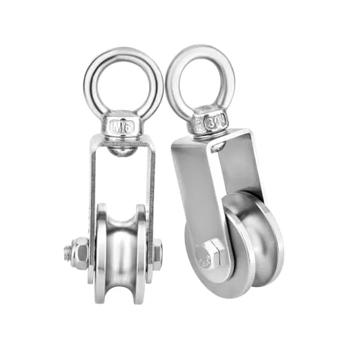 DROMEDARY 2 Pack 34 mm Umlenkrolle mit Kugellager,Umlenkrollen für Seile,Umlenkrolle Stahlseil,Tragkraft 250kg für Seile Seilgerüst Fitness