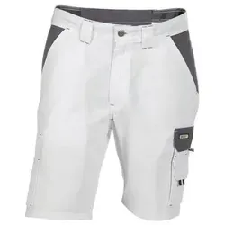 Roma Zweifarbige Arbeitsshorts - Weiß/Zementgrau, Größe 67 - Arbeits- & Schutzkleidung mit 7 praktischen Taschen, inklusive Werkzeugfach und Sicherheitstasche. Ideal für Handwerker, die Funktionalität und Komfort schätzen.