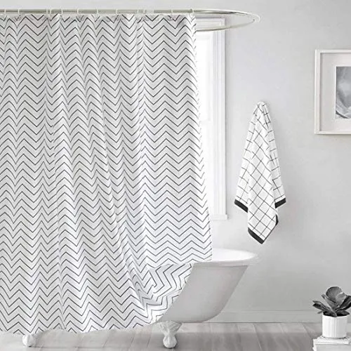 YISHU Welle Duschvorhang Wasserdicht Hochwertige Qualität Anti-Schimmel mit 12 Duschvorhangringe für Badezimmer 240x200cm