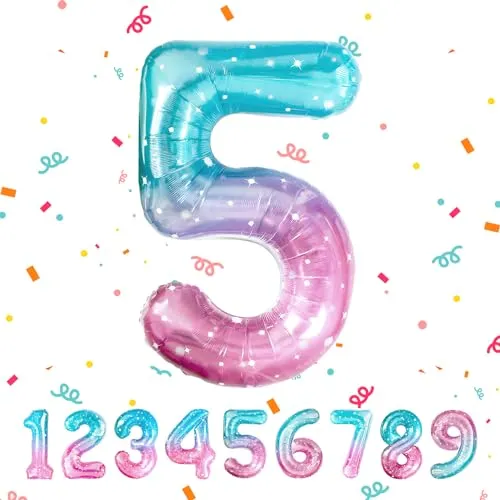 balloon Geburtstag zahlen Farbverlauf luftballon 5 jahre | Folienballon 5 -Riesen Folienballon in 40