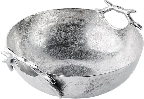 MichaelNoll Dekoschale Schale Geweih Deko Aluminium Silber - Dekoschale aus Metall - 47 cm