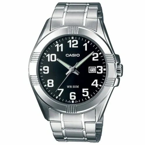 Casio Herren Uhr MTP-1308D-1BVDF - Schwarz/Schwarz - Herrenuhr mit elegantem Design, langlebigem Edelstahl-Gehäuse und präzisem Quarzwerk, ideal für jeden Anlass.