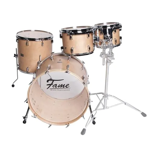 Fame Custom Maple Rock Shell-Set, High-End Ahorn Drumkit, mit Verstärkungsringen, Vintage Lugs