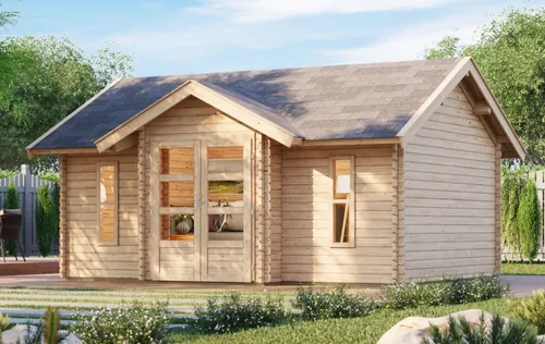 Gartenhaus Holz 38mm Blockbohlenhaus Gerätehaus NORDLAND 507x401 cm natur