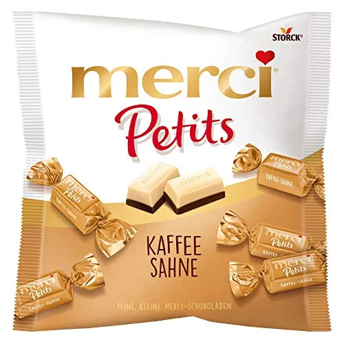 merci Petits Kaffee Sahne (1 x 125g) / Feine Pralinen aus edler weißer und Kaffee-Sahne Schokolade