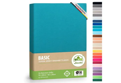 leevitex® Spannbettlaken für Topper – weich, anschmiegsam, pflegeleicht & ideal zum Wohlfühlen, Gummizug: Rundum-Gummizug, 100 % Baumwolle, 18 cm Steghöhe