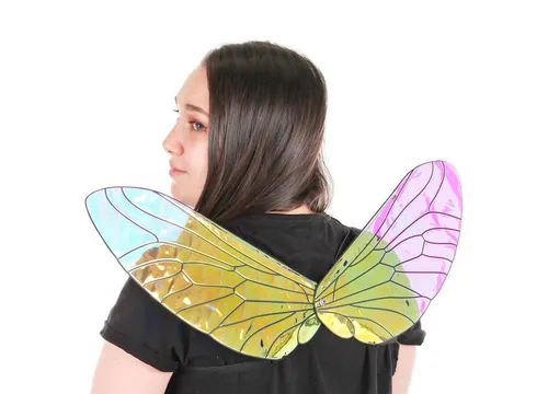 Elope Kostüm-Flügel Insektenflügel mehrfarbig Faschingskostüm Karneval, Ein Flügelpaar im irisierenden Glanz von Fliegen- und Bienenflügeln