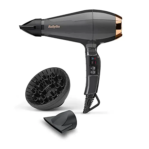 BaByliss Italian Air Pro Föhn mit Diffusor – 2200W Hochleistungs-Haarföhn - Haartrockner mit Ionen Anti-Frizz-Technologie für gesundes, glänzendes Haar. 3 Heizstufen und 2 Geschwindigkeitsstufen für individuelles Styling.