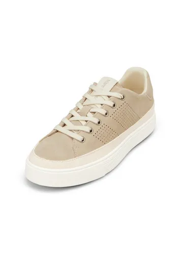 MARC O'POLO Damen Sneaker aus Veloursleder mit Ripsband, Gr. 40, light dusty sand - Eleganter Low-Top-Sneaker aus weichem Velours-Rindleder mit dekorativem Ripsband und atmungsaktivem Bio-Baumwollfutter für höchsten Tragekomfort. Perfekt für stilbewusste Träger.