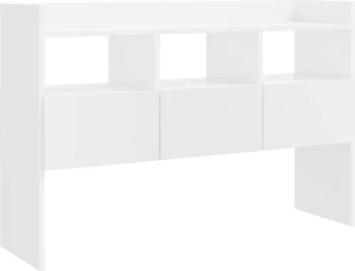 vidaXL Hochglanz-Weißes Sideboard mit 3 Schubladen - Kommode & Sideboard mit 3 Schubladen und 3 Fächern, ideal für modernen Stauraum und Dekoration. Aus robustem Holzwerkstoff für Langlebigkeit und einfache Reinigung.