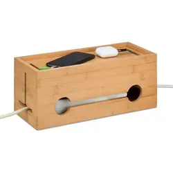 Relaxdays Kabelbox aus Bambus Hellbraun