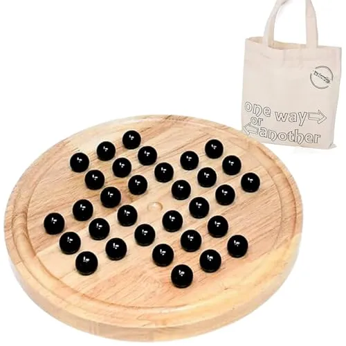 Big Game Hunters Holz-Solitär-Brettspiel ab 3 Jahren - Premium-Qualität, Porzellanmurmeln, fachmännisch gefertigt - klassische Strategie, Familienspaß