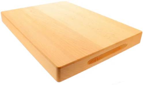 Hackblock Schneidebrett mit Griffmulde aus massiver Buche - Hochwertiges Schneidebrett, beidseitig verwendbar und hitzeresistent, ideal für die Küche. Pflegeleicht und aus deutscher Buche gefertigt.