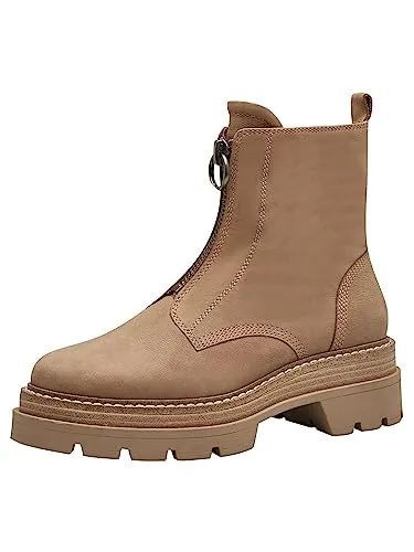 Tamaris Damen Boots aus Leder in CAMEL/Braun, Größe 37 EU - Stylische Damen Boots mit gepolsterter TOUCH-IT Decksohle für hohen Tragekomfort und praktischem Reißverschluss für schnelles An- und Ausziehen.
