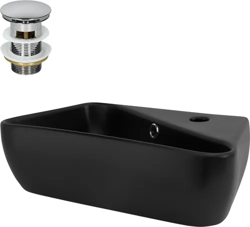 ML-Design Waschbecken Keramik Schwarz 45x27x13 cm - Wandmontage Waschbecken aus hochwertiger Keramik, zeitloses Design mit elegantem Look und pflegeleichter Oberfläche für ein stilvolles Badezimmer.