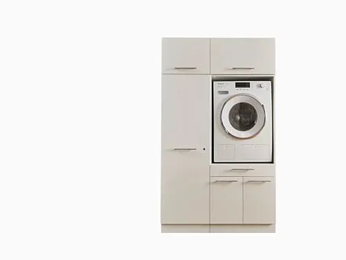 Laundreezy Mehrzweckschrank-Set LAUNDREEZY LDSK7, Breite 117,5 cm - Bürostühle, hochwertiger Mehrzweckschrank mit einfacher Selbstmontage und elegantem, mattem Design in Weiß.