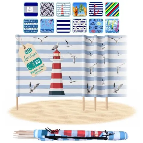Lantigo Windschutz Sichtschutz Sonnenschutz Strandparavent – Faltbarer, portabler Windschutz für Strand & Garten
